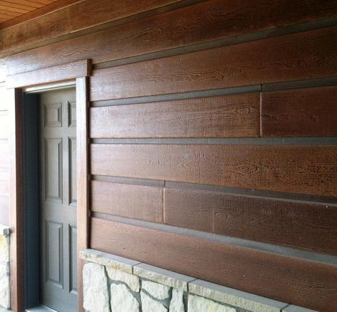 11.25" flat timber siding www.clearcreeksiding.com Log Cabin Vinyl Siding, Log Siding Exterior, Vinyl Log Siding, Log Cabin Siding, Concrete Siding, Exterior House Siding, Log Siding, Rustic Exterior, Siding Colors