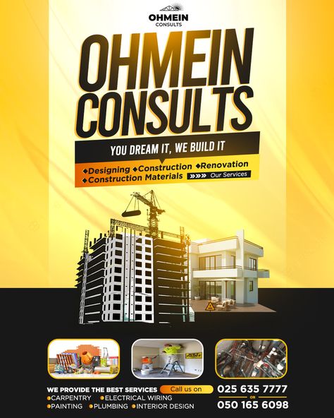 #flyer #construction #edits #learngraphicdesign #ghanadesigners #eflyer #flyerdesign #likes #grow #Consultancy #professionaldesign Consultancy Flyer Design, Building Materials Flyer Design, Construction Company Flyer, Construction Banner Design, House Flyer Design, Construction Flyer, Company Flyer, Events Flyer, Company Banner