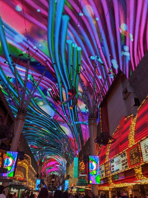 Fremont Street, Las Vegas Sept 2020 Futuristic Las Vegas, Fremont Street Las Vegas, City Aesthetics, Friends Hanging Out, Las Vegas Vacation, Fav Place, Vegas Vacation, Vegas Trip, Sin City