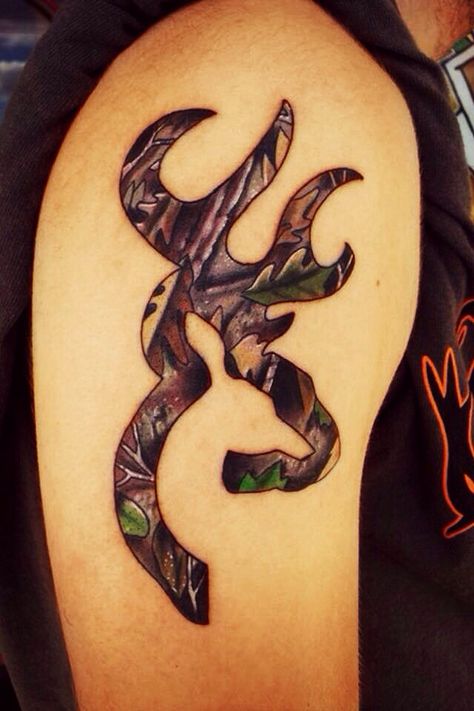 Camouflage Browning Tattoo❤️ Browning Deer Tattoo, Land Tattoos, Bow Hunting Tattoos, Camo Tattoo, Browning Symbol, Deer Tattoo Designs, Browning Tattoo, Hunting Tattoos, Country Tattoos