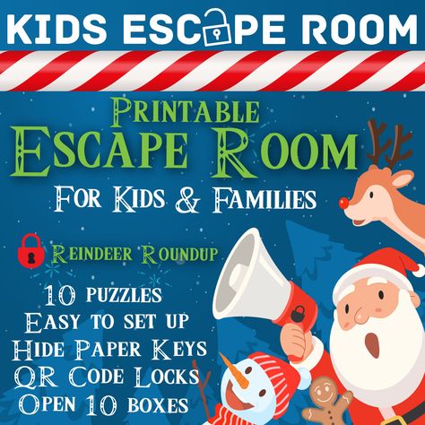 Christmas Escape Room for Kids, Escape Room for Family, Printable Escape Room, Christmas Printable Activity, Kids Christmas Party Game - Etsy Christmas Escape Room For Kids, Christmas Escape Room, Room Escape Games, Christmas Printable Activities, Printable Escape Room, Christmas Party Games For Kids, Room For Kids, Escape Room For Kids, Escape Room Puzzles