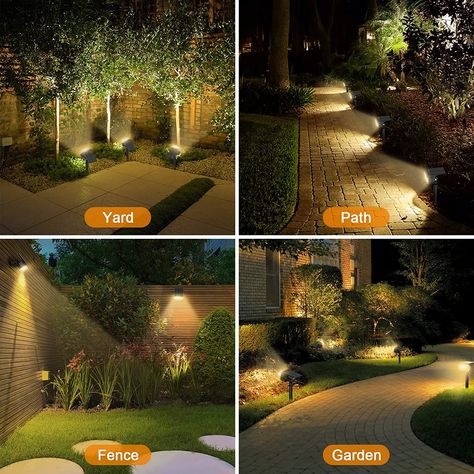 LANSOW Solar Spot Lights Outdoor, [8 Pack/57 LED] 2-in-1 Solar Landscape Spotlights, 3 Modes IP65 Waterproof Dusk to Dawn Solar Powered Flood Wall Lights... I added these to my font yard and they are excellent quality and look like a professional landscaper installed them. Flood Lights Outdoor Ideas, Flood Lights On House Outdoor, Garden Lighting Ideas Outdoor, Solar Tree Lights, Front Yard Lighting, Redo House, Solar Spot Lights Outdoor, Garden Spotlights, Solar Spot Lights