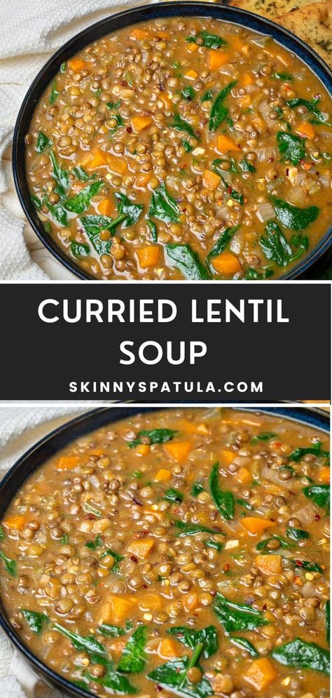 Curried Lentil Soup Cabbage Curry Soup, Lentil Soup Spicy, Brown Lentils Curry, African Lentil Soup, Curried Vegetable Soup, Brown Lentil Curry Recipes, Lentil Rice Soup, Low Carb Lentil Soup, Lentil Soup No Tomatoes