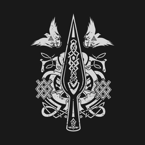 Check out this awesome 'Gungnir+-+Spear+of+Odin' design on @TeePublic! Ephemeral Tattoo, Viking Tattoo Symbol, Viking Tattoo Sleeve, Maori Tattoos, Rune Tattoo, Tattoo Old School, Marquesan Tattoos, Theme Tattoo, Norse Tattoo