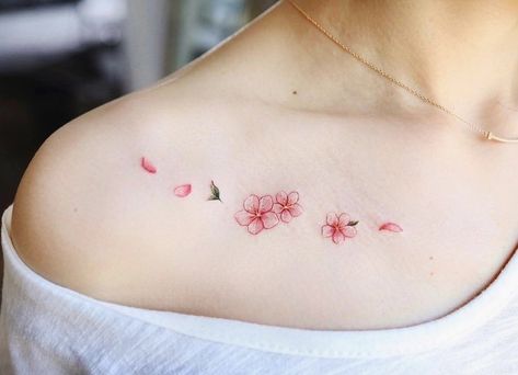 Apple Blossom Tattoos, Delicate Flower Tattoo, Cherry Tattoo, Tiny Flower Tattoos, Tattoo Tiny, Cherry Tattoos, Bone Tattoo, Tiny Tree, Bone Tattoos