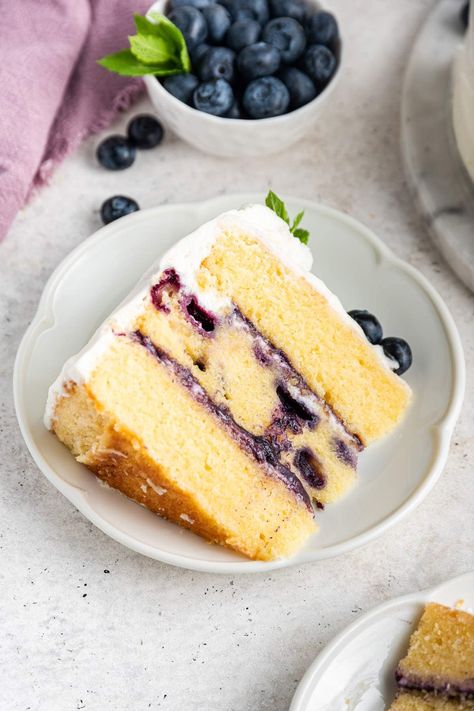 Blueberry Cardamom, Blueberry Layer Cake, Blueberry Lemon Cake Recipe, Homemade Vanilla Cake, Lemon Blueberry Cake, Vegetable Tart, Blueberry Cake Recipes, Blueberry Lemon Cake, Whipped Cream Frosting