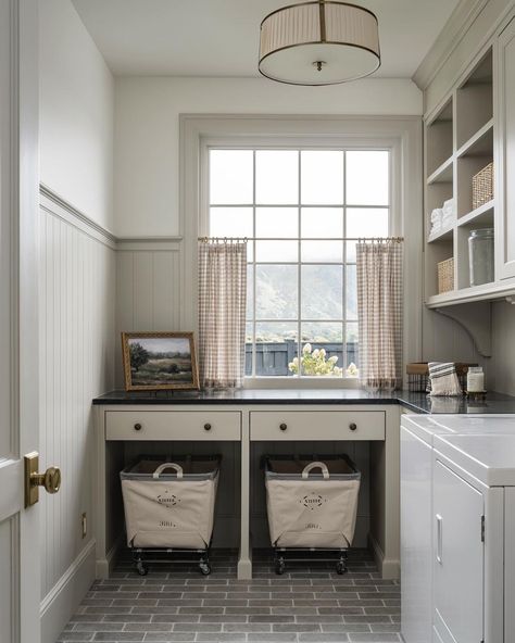 AHD - Ali Henrie Design | Hard to wait for final photos when the progress shots look this good. Move-in day happening real soon. 👏 | Instagram Curtains In Laundry Room, No Window Laundry Room, Curtain Laundry Room, Arch Window Covering Ideas, Ali Henrie, Arched Window Coverings, Window Covering Ideas, Arch Window, Georgia House