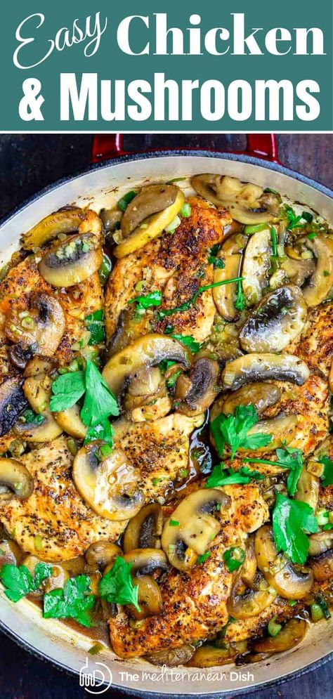 Italian Baked Chicken, Easy Skillet Chicken, Chicken And Mushrooms, Mushroom Recipes Healthy, Chicken Breast Cutlet, Recipes Meat, Chicken Mushroom Recipes, Chicken And Mushroom, Recipes Mexican