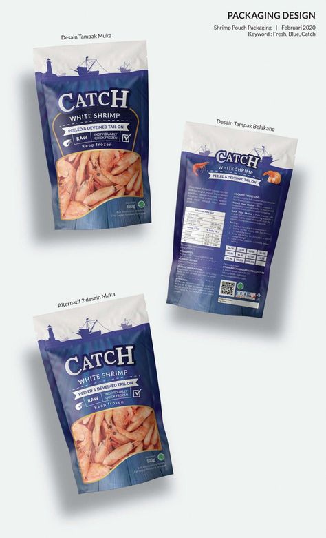 Dry Fish Package Design, Seafood Packaging Design, Seafood Packaging, Fish Packaging, Shrimp Snacks, Frozen Cooked Shrimp, Fish Nuggets, Package Food, Baby Shrimp