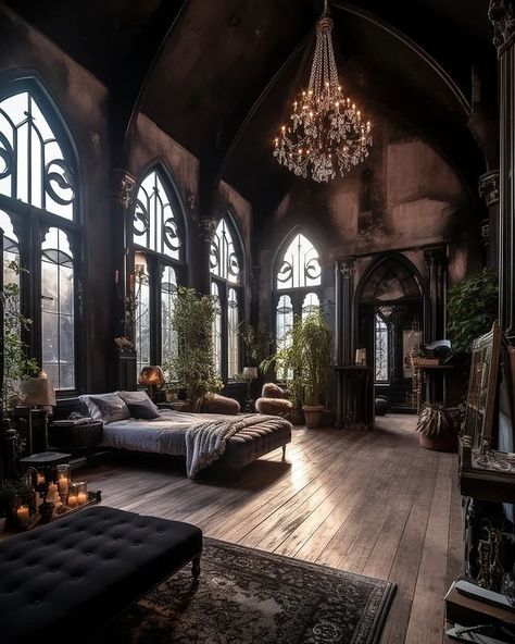 Whimsy Goth Bedroom, Demon Realm, Goth House, Goth Houses, Dream House Aesthetic, Idea Bedroom, Goth Bedroom, Gothic Interior, Whimsy Goth