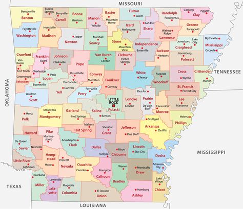 Below is a map of the 75 counties of Arkansas (you can click on the map to enlarge it and to see the major city in each state). America Outline, Map Of Arkansas, Forrest City, Mississippi Delta, North America Map, Ozark Mountains, County Map, Fort Smith, Printable Maps