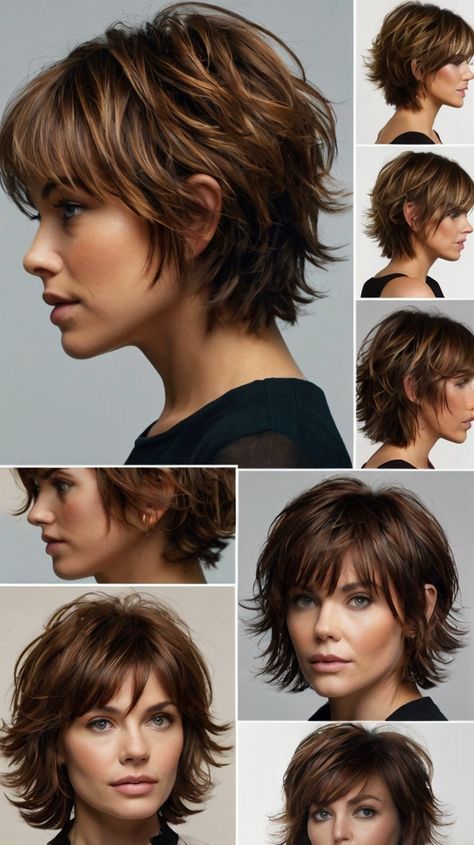 Choppy Haircuts Short, Short Hairstyle Women Shag, Short Shag Hairstyles For Fine Hair, Short Hairstyles 2024, Short Shag Hairstyle Women, Haircut For Fine Wavy Hair, Feather Cut For Short Hair, Layered Haircut Short Hair, Shag Cut Short