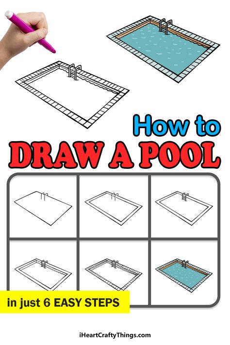 Pool Doodle Drawings, Pool Drawing Simple, Easy Stuff To Draw Step By Step, Lava Drawing, Pool Sketch, Party Drawing, Pool Drawing, Calendar Doodles, Drawings For Kids