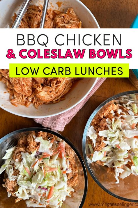 Easy low carb BBQ chicken bowls are perfect for a quick dinner or meal prep, and easy to toss in the crockpot with just a few simple ingredients. They’re so tasty, you’ll wanna make these again and again! These easy BBQ Chicken bowls are Low Carb, Keto, Gluten-Free, Grain-Free, THM S Barbecue Chicken Bowls Healthy, Low Carb Bbq Chicken Bowl, Low Carb Power Bowl, Bbq Chicken Cottage Cheese Bowl, Shredded Chicken Keto, Low Carb Bowls, Low Carb Bbq Chicken, Bbq Chicken Bowl, Bbq Shredded Chicken