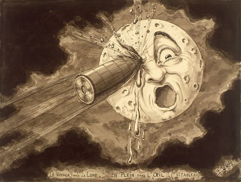 Georges Melies, A Trip To The Moon, Hugo Cabret, George Melies, Man In The Moon, Moon Illustration, In The Moon, Jules Verne, Moon Art