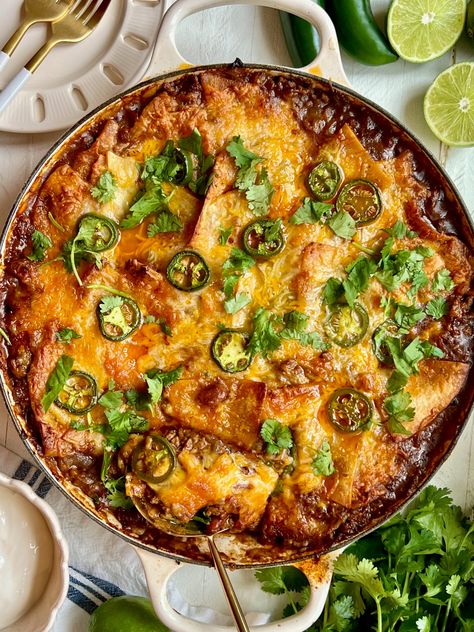 Easy Weekday Skillet Beef Enchiladas – A Sutherland Belle Skillet Beef Enchiladas, Skillet Enchiladas, Outstretched Hand, Middle Daughter, Enchilada Ingredients, Tacos And Burritos, Three Girls, Beef Enchiladas, Skillet Meals