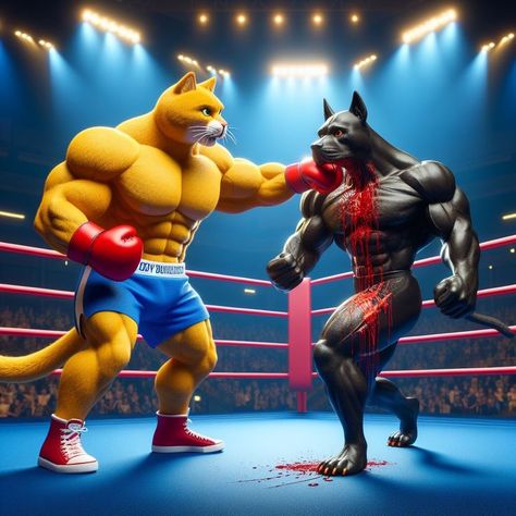 Cat Boxing, Cat Vs Dog, Lions Photos, Portraits Art, Dog Box, Animal Portraits Art, Image Cat, Swag Cartoon, Art Parody