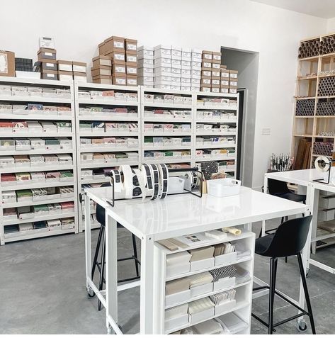 Warehouse Shipping Station, Home Business Inventory Organization, Small Studio Organization, Warehouse Storage Ideas Small Spaces, Garage Small Business, Small Business Stock Organization, Inventory Room Ideas, Retail Office Space Ideas, Warehouse Organization Ideas