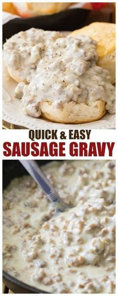 Easy Sausage Gravy, Breakfast Gravy, Homemade Sausage Gravy, Sausage Gravy Recipe, Breakfast Sides Dishes, Breakfast Appetizers, Homemade Sausage, Gravy Recipe, Sausage Gravy