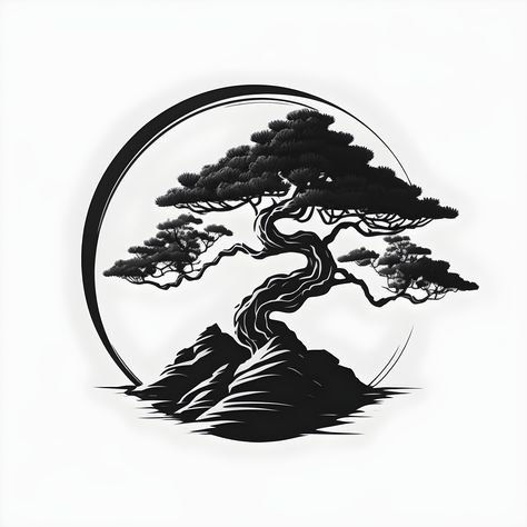 Bonsai Tattoo Design, Art Tattoo Sketch, Bonsai Tattoo, Tato Geisha, Tree Tattoo Black, Tree Tattoo Art, Japan Tree, Tekken Wallpaper, Bonsai Tree Tattoos