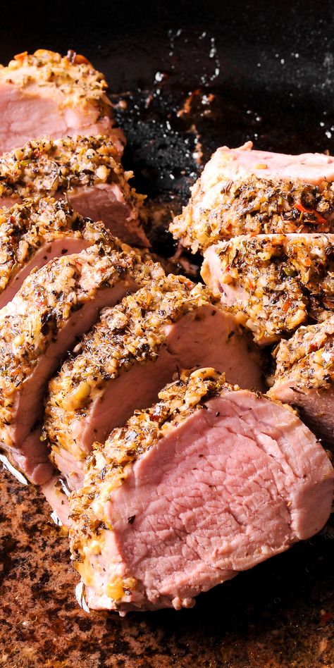 Herb Crusted Pork Tenderloin, Steak Oven, Crusted Pork Tenderloin, Oven Roasted Pork Tenderloin, Baked Pork Tenderloin, Pork Roast In Oven, Roasted Pork Tenderloins, Pork Loin Recipes, Pork Dinner