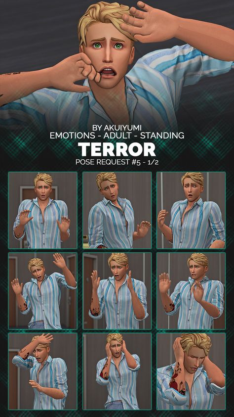 Emotions: terror – Sims Crazy Creations Sims 4 Scared Pose, Sims 4 Emotion Poses, Sims 4 Emotions, Sims Animations, Ts4 Poses, Sims Mods, Sims 4 Mods, The Change, The Sims