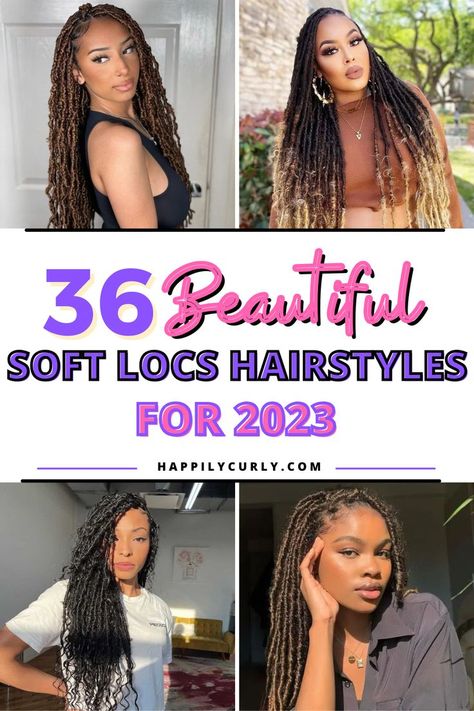 36 Beautiful Soft Locs Hairstyles Faux Locs Long, Soft Locs Hairstyles, Temporary Locs, Faux Locs Styles, Punk Rock Hair, Hairstyles For 2023, Faux Hawk Hairstyles, Short Sassy Haircuts, Soft Locs