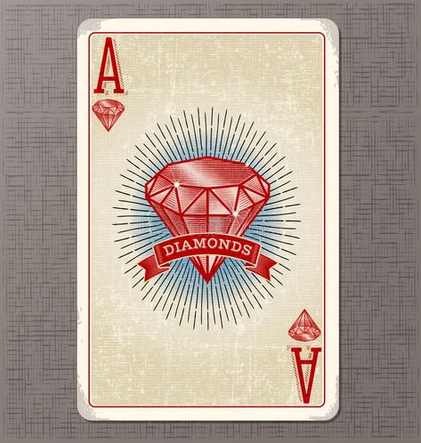 Playing Card Illustration, Diamond Illustration, Banner Illustration, Diamond Wallpaper, Diamond Logo, Ace Of Diamonds, Ribbon Banner, Wolf Wallpaper, Vintage Playing Cards