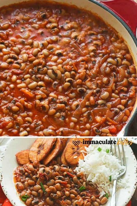 Black-Eyed Peas stewed beans - here is a  variation on this rustic yet flavorful use of these beans- known as Red Red.  Red Red is a simple tomato stew that is enjoyed widely through out Ghana.
More African food, healthy recipes, stew, soup, beans at immaculatebites. African Beans Recipe, Stewed Beans, Red Beans Recipe, African Stew, Food Healthy Recipes, Black Eyed Peas Recipe, Tomato Stew, Red Beans N Rice Recipe, Stew Soup