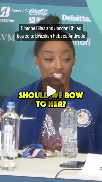 CBS Sports on Instagram: "Simone Biles and Jordan Chiles bowed as Rebeca Andrade was awarded the gold medal for women’s gymnastics floor final.

(🎥: Diario AS/YouTube)" Gymnastics Floor, Jordan Chiles, Olympics 2024, Usa Gymnastics, Usa Olympics, Simone Biles, Gold Medal, The Gold, Gymnastics