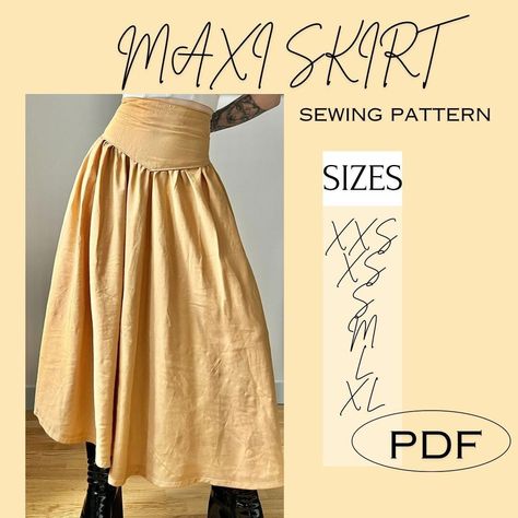 Maxi Skirt Sewing Pattern XS-XL Instant Download Easy Digital PDF Women's Long Gathered Tiers High Waist Skirt Women Sewing - Etsy Maxi Skirt Free Pattern, High Waisted Skirt Pattern, High Waist Skirt Pattern, Long Skirt Sewing Pattern, Maxi Skirt Sewing, Midi Skirt Sewing Pattern, Skirt Sewing Pattern Free, Wide Waistband Skirt, Maxi Skirt Sewing Pattern