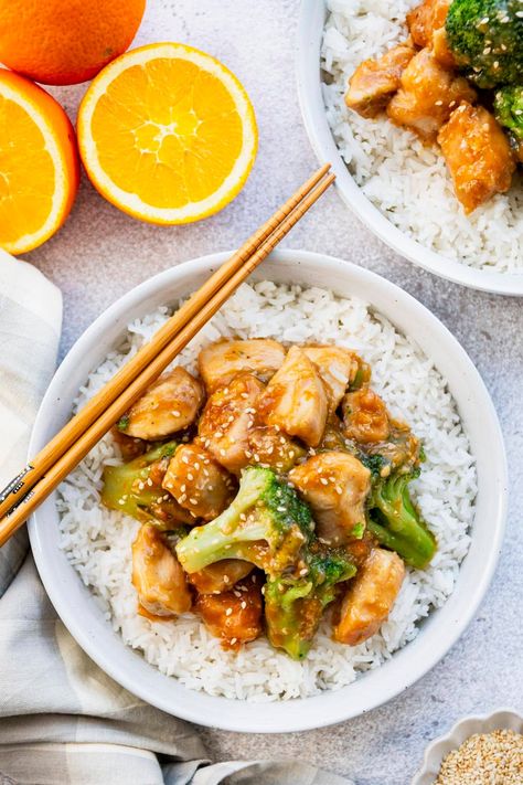 Orange Chicken And Broccoli, Slow Cooker Orange Chicken, Crockpot Orange Chicken, Takeout At Home, Orange Chicken Crock Pot, Simple Dinners, Freezer Food, Cooking Mama, Broccoli Recipe