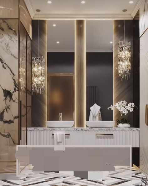 Modern Luxury Bathroom, Bathroom Decor Luxury, Washroom Design, Bad Inspiration, Bathroom Mirror Lights, Bathroom Design Decor, Toilet Design, Bathroom Mirrors, Led Mirror Bathroom