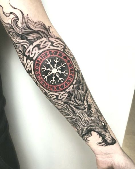 Celtic Sleeve Tattoos, Fenrir Tattoo, Viking Tattoo Sleeve, Vikings Tattoo, Wolf Tattoo Sleeve, Full Sleeve Tattoo Design, Dragon Sleeve Tattoos, Norse Tattoo, Nordic Tattoo