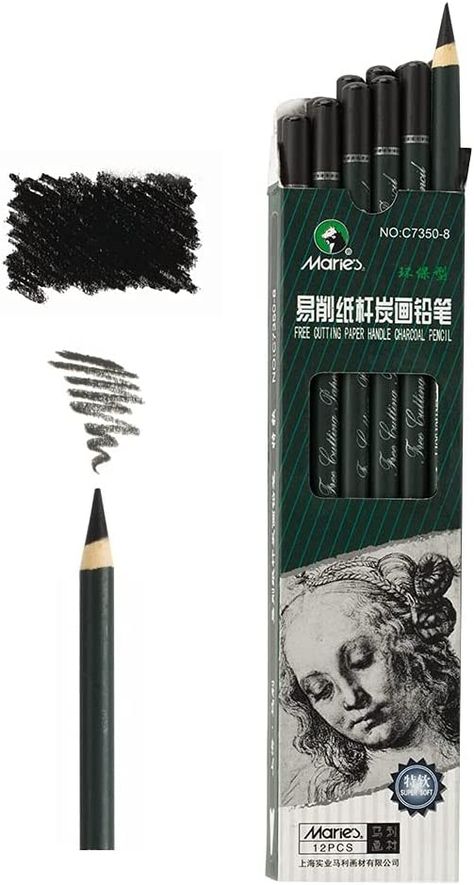 Charcoal Pencil, Cheap Black Craft Supplies For School, Drawing Materials Art Supplies, Black Pencil Stationery For School, Black Pencil Stationery For Personal Use, Graphite Pencils Set, Sketching Tools, Stationery Obsession, Cute Stationary School Supplies