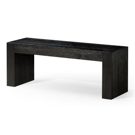 This bold beauty is prepared to make a style statement. Our heavy-duty Zeno Wooden Sitting Bench is the versatile piece your dcor has been looking for. Perfectly at home in your bedroom at the end of bed, in your foyer as an entry bench seat to slip off your shoes, or at your modern dining room table when you need to accommodate a larger crowd this decorative wooden wall bench fulfills its purpose in any location. Its hand-crafted detail and natural, neutral wood stain complement any kitchen or Black Dining Bench, Modern Wood Bench, Wall Bench, Sitting Bench, Rustic Wooden Bench, Wood Dining Bench, Solid Wood Benches, Entry Bench, Modern Dining Room Tables