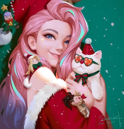 𝒮𝑒𝓇𝒶𝓅𝒽𝒾𝓃𝑒 💚 on Instagram: “Merry Christmas everybody!❄️☃️💚 ~ Credits:Steven K.N from Artstation ~ #kaisa #ahri #akali #evelynn #seraphine #kdaallout #kdamore #kdasera…” Your Name Wallpaper, Dreams Will Come True, Merry Christmas Everybody, Lol Champions, League Of Legends Characters, Name Wallpaper, Lol League Of Legends, Character Design Animation, Cute Poses