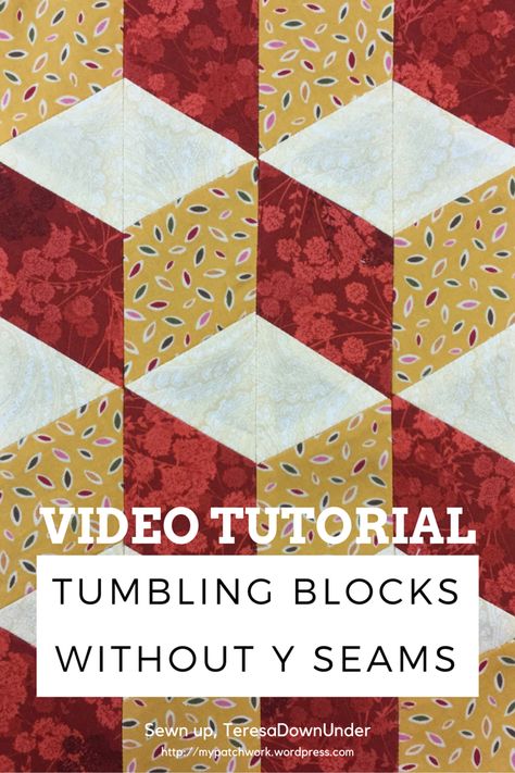 Video tutorial: tumbling blocks with no Y seams Patron Cube, Tumbling Blocks Pattern, Tumbling Blocks Quilt, Optical Illusion Quilts, Colchas Quilting, Tumbling Blocks, Make A Quilt, Quilting Videos, Easy Quilt