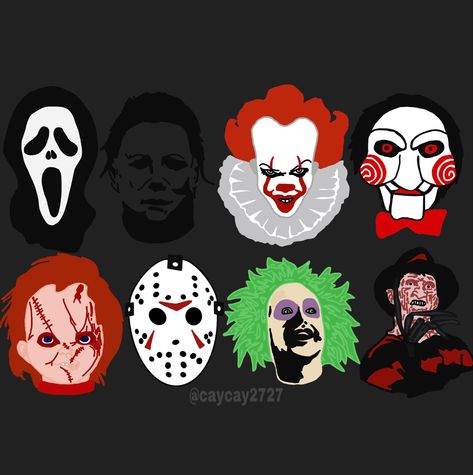 Jigsaw Wallpaper Horror, Saw Movie Halloween Decorations, How To Draw Horror Movie Characters, Pumpkin Painting Ideas Horror Movie, Chucky Pumpkin Painting, Ghostface Doodle, Scary Movie Drawings, Scary Movie Dibujo, Horror Movie Characters Drawing