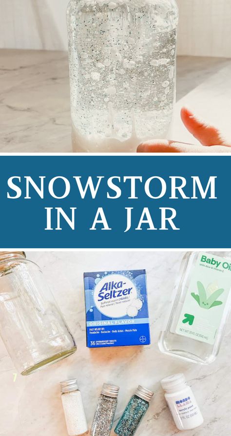 Create a magical snowstorm in a jar for a fun weather science activity for kids!  This would be a great stem activity for weather units and kids will love seeing the snowstorm come to life and swirl around the glass jar.  A fun winter activity for kids of all ages! Winter Kids Science Experiments, Winter Stem Activities For Preschool, Snow Themed Stem Activities, Weather In A Jar, Stem Activities For Elementary Students, Low Prep Steam Activities, Snow Storm In A Jar Experiment, First Grade Weather Activities, Scientific Method For Preschoolers