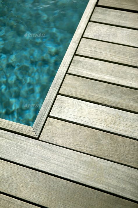 Wooden Terrace Decks, Wood Deck Pool, Balau Decking, Wooden Pool Deck, Wood Pool Deck, Raised Pools, Garden Pool Design, Pool Paving, Pool Decking