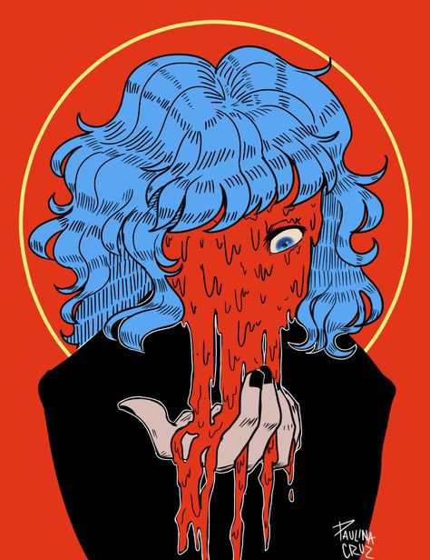 Weird Face, Dripping Blood, Sally Face, Blue Hair, Gif, Hair, Blue