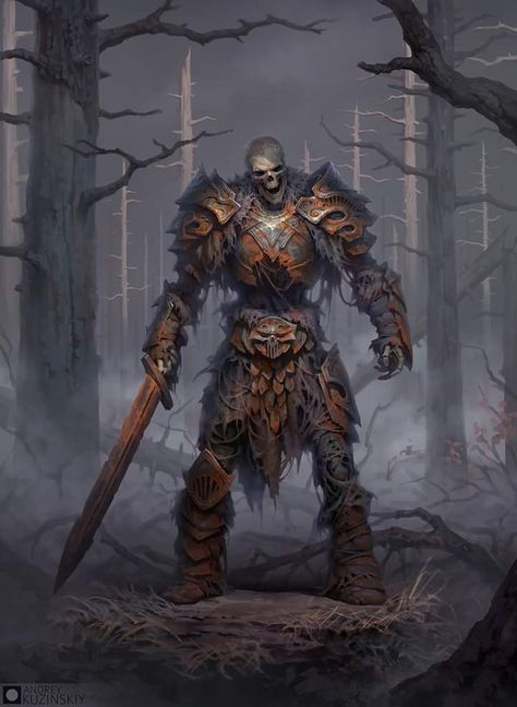 Armored skeleton; D&D; pathfinder; fighter; warrior; dnd; sword Rusty Armor, Skull Knight, Undead Warrior, Skeleton Warrior, Heroic Fantasy, 다크 판타지, Monster Concept Art, Fantasy Monster, Fantasy Armor