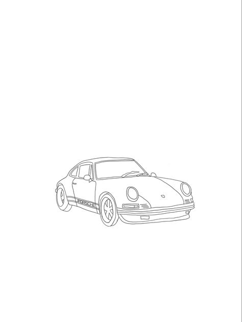 Aesthetic Car Tattoos, Porsche Tattoo Ideas, Fine Line Car Tattoo, Porsche Tattoo, Porsche Drawing, Kendall Tattoo, Simple Digital Art, Racing Tattoos, Doodle Art Journals