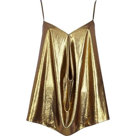 River Island Gold metallic draped cami top ($17) ❤ liked on Polyvore featuring tops, tank tops, shirts, tanks, sale, cami tank, v neck tank top, v-neck tank top, v neck camisole and brown tank Gold Camisole, Summer Tanks, Brown Shirts, Spaghetti Strap Shirt, Gold Shirt, Cami Shirt, Brown Shirt, Spaghetti Strap Tank Top, V Neck Tank Top