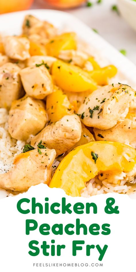 Chicken And Peaches, Chicken And Peaches Recipe, Peach Chicken, Teriyaki Stir Fry, Stir Fry Recipes Chicken, Gluten Free Main Dishes, Canned Peaches, Chicken Stir Fry, Canned Chicken