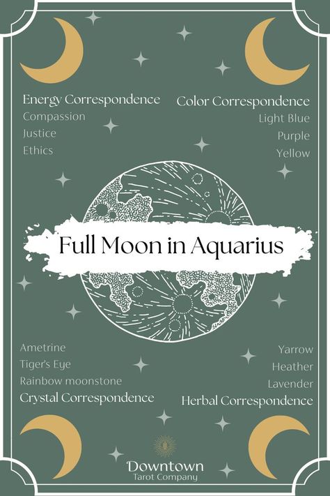 Magical Correspondences, Full Moon In Aquarius, Rochester Michigan, Sturgeon Moon, Crystal Store, Good Luck Spells, Moon In Aquarius, Unique Crystals, Metaphysical Store