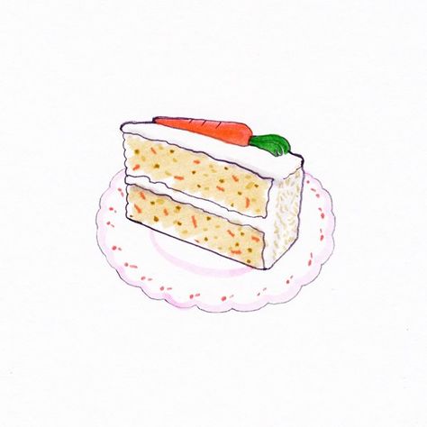 . Carrot Cake Illustration, Carrot Cake Drawing, Cake Drawing, Green Cake, Card Inspo, Food Illustrations, Carrot Cake, Ig Story, Art Classes