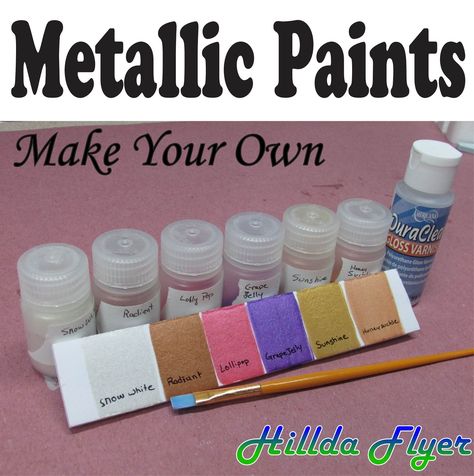 Make your own custom metallic paint with eye shadow or pearlizing medium. Homemade Watercolors, Diy Art Supplies, Polish Crafts, Craft Hacks, Homemade Paint, Art Recipes, Craft Recipes, Acrylic Painting Diy, Homemade Art