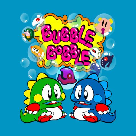 Bubble Bobble Art, Arcade Pictures, Bobble Art, Double Game, Arcade Retro, Rick And Morty Poster, Bubble Bobble, Bubble Games, Retro Arcade Games